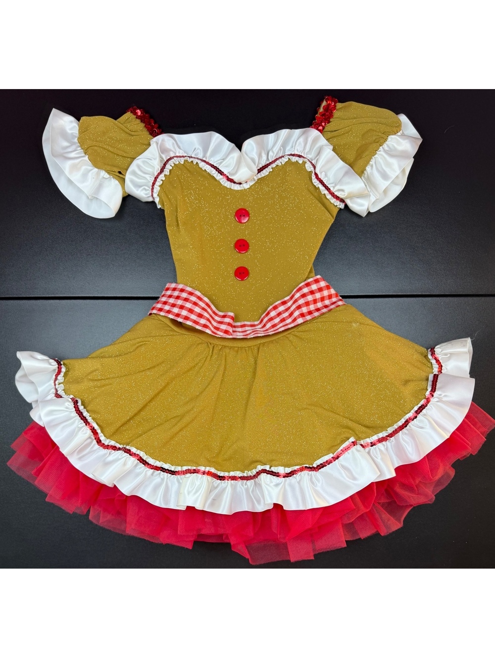 Curtain Call Gingerbread Christmas Dance Costume Child M Sequin Tutu Recital